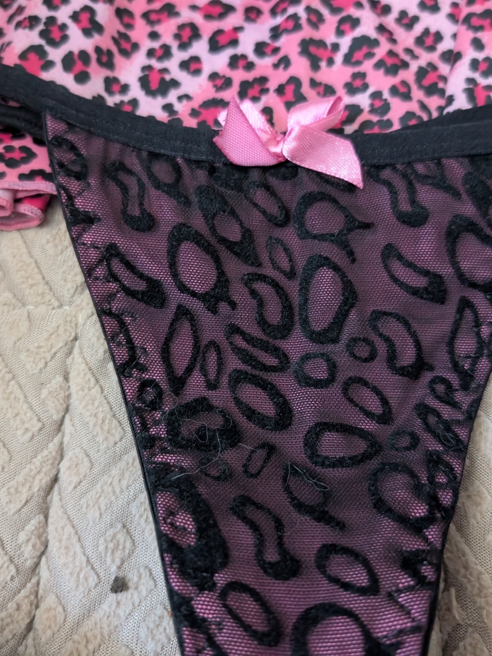Bundle Of Rampage And Body Rage Pink and Black Leopard Chemise & Playboy Thongs - Picture 4 of 8